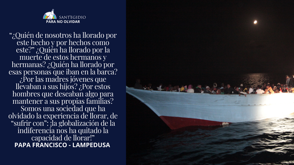 10 años después del naufragio de Lampedusa siguen muriendo muchas personas en el mar. El día 3 de octubre, Día del recuerdo y de la acogida, se celebra una oración en Santa María de Trastevere a las 20 h. Para no olvidar